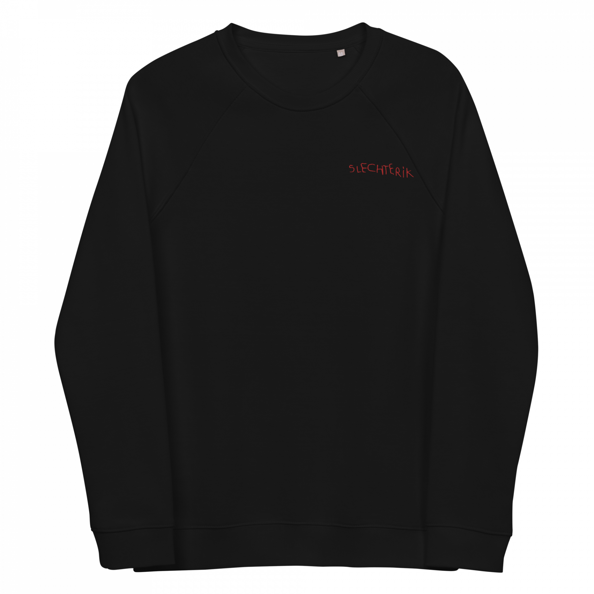 unisex-organic-raglan-sweatshirt-black-front-65aebe608cbe4
